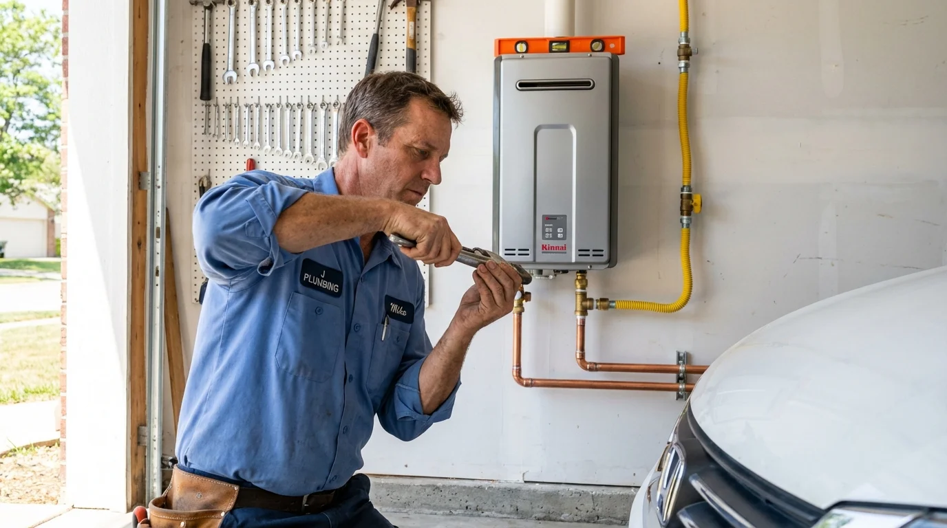 Tankless water heater installation by a Johns Plumbing LLC plumber in Sleepy Eye